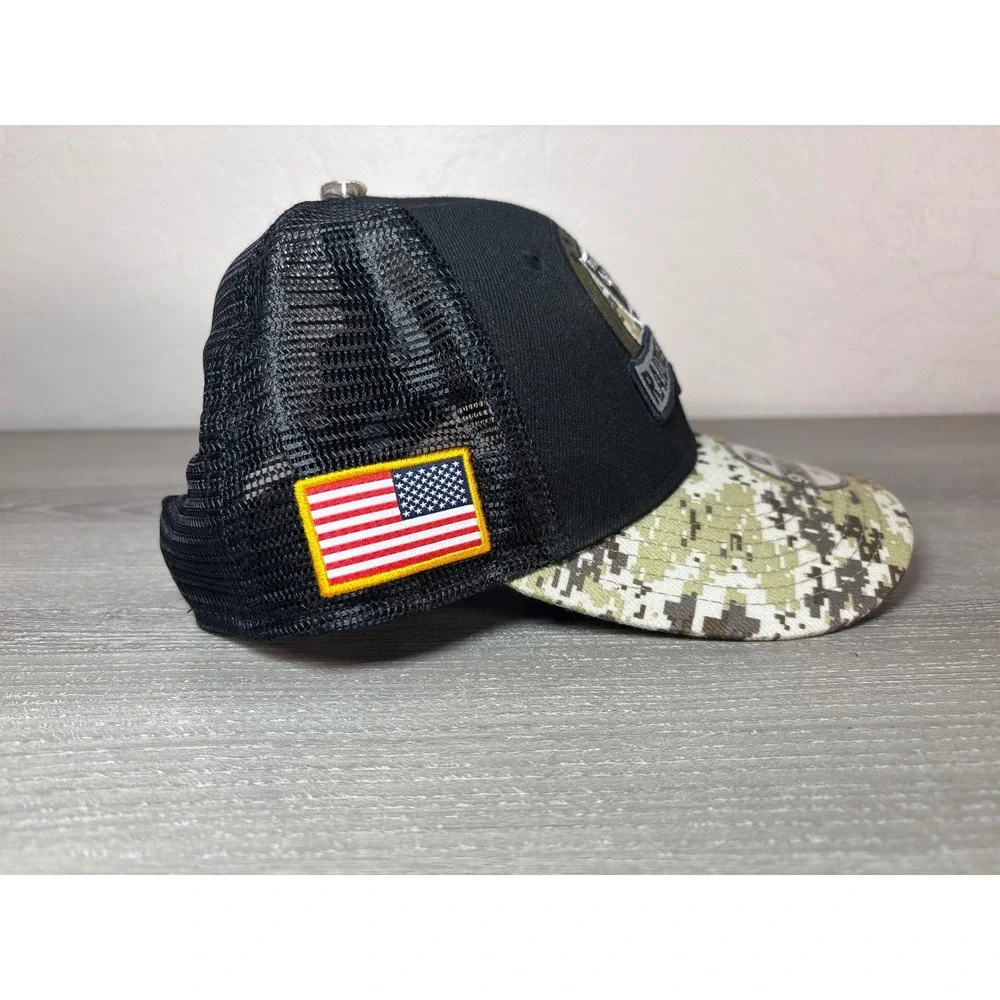 New Era Las Vegas Raiders 9FORTY Youth Salute to Service Camo Trucker Hat‎ Black
